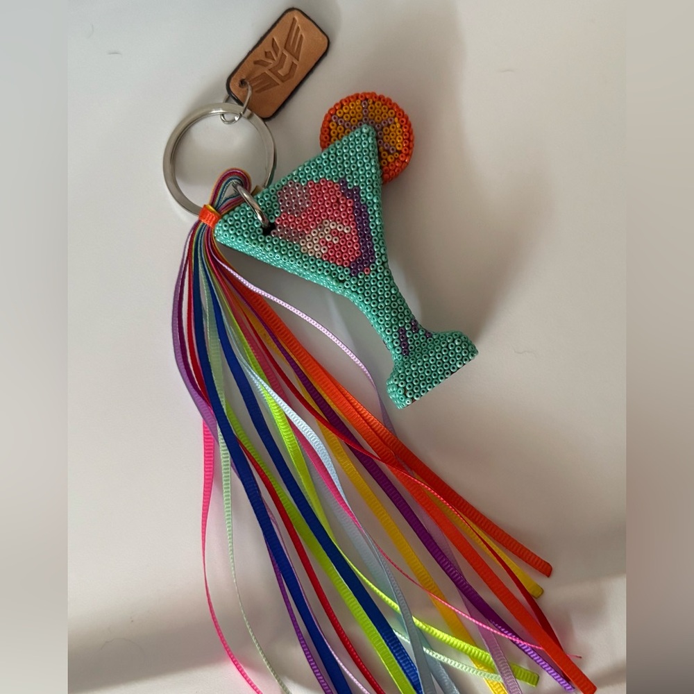 Consuela Sequin Martini Keychain with Rainbow Tassels - Picture 2 of 2